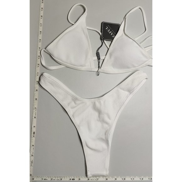 NWT ZAFUL Medium Triangle White bikini set - Picture 1 of 6